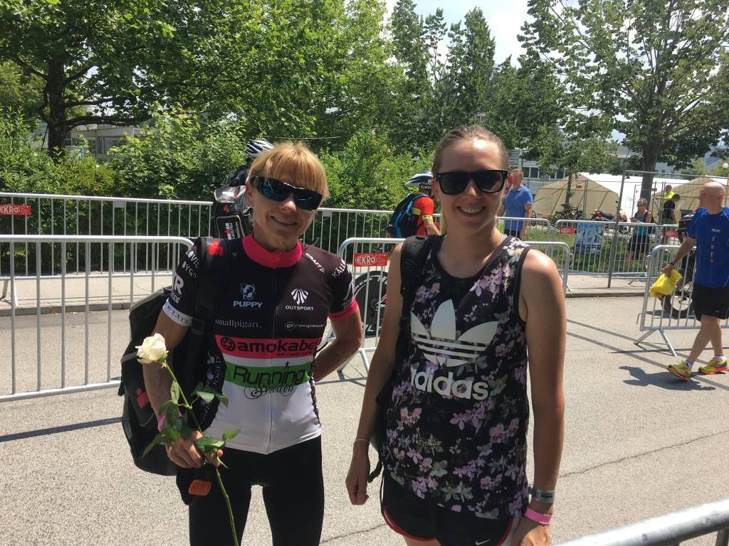 Både Lotta Nilsson och Bibben Nordblom slog personliga rekord på ironmandistans i Österrike - trots 1 600 meters stigning i cyklingen. Foto: Privat