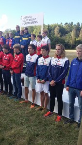 Gustav Hindér, Martin Särnbrink och Sebastian Agerhäll fixade en niondeplats åt Tisarens herrjuniorer i SM-stafetten. Foto: Torbjörn Andrén