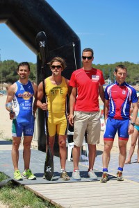 Fyran Vicenten Roig RIera, Spanien, trean Danny Hallmén, segraren Stefan Teichert, Tyskland, och tvåan Martinou Laurent, Frankrike.  Foto: Isabella Ackeräng