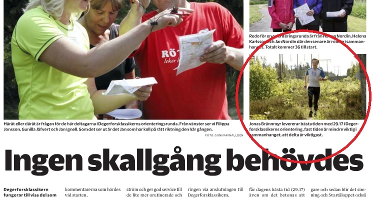 Konditionsbloggaren i lokaltidningen.  Faksimil: Karlskoga Kuriren/Karlskoga Tidning